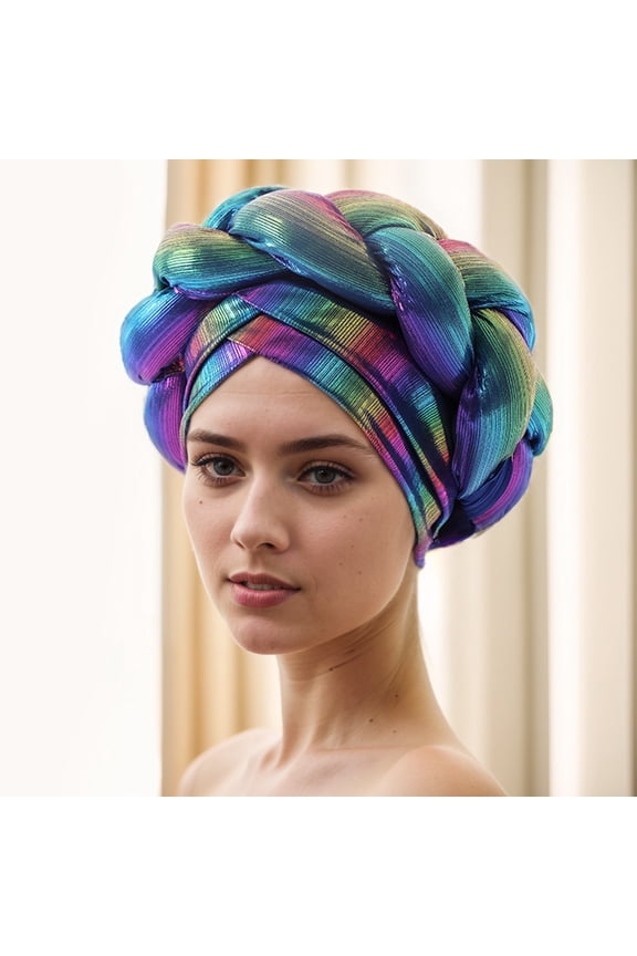 Women African Turban Bling Rhinestones Beanie Cap Headwear Pre-Tied Crystal Head Wrap