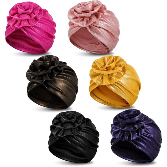 Women African Turban Flower Knot Headwrap Colorful Hats Wrap Caps Bonnet Elastic Head Wraps