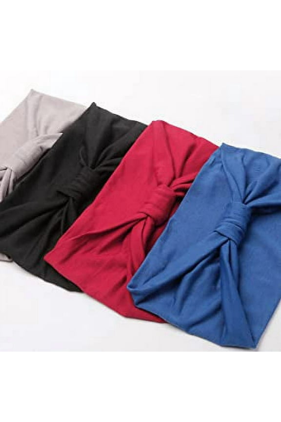Women Wide Headbands for Women Boho Knotted Hairbands Elastic Yoga Head Wraps for Girls Hair Accessories(Pack of 4)