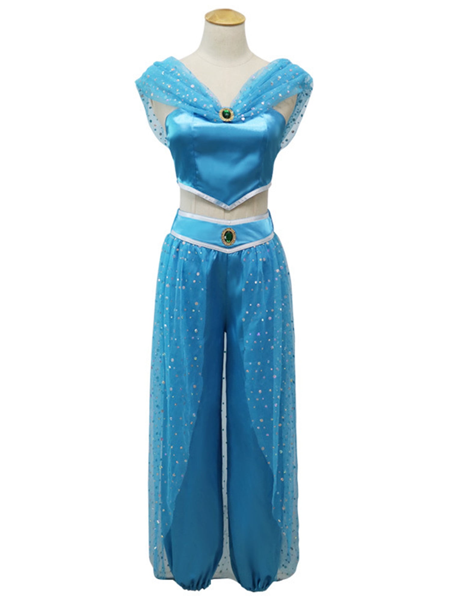 Buy Princess Jasmine Costume Dress Cosplay Party Trim Waist Costume Aladdin  Magic Lamp Fancy Dress Adult Women's Cute Costume Dress Online in India -  Etsy