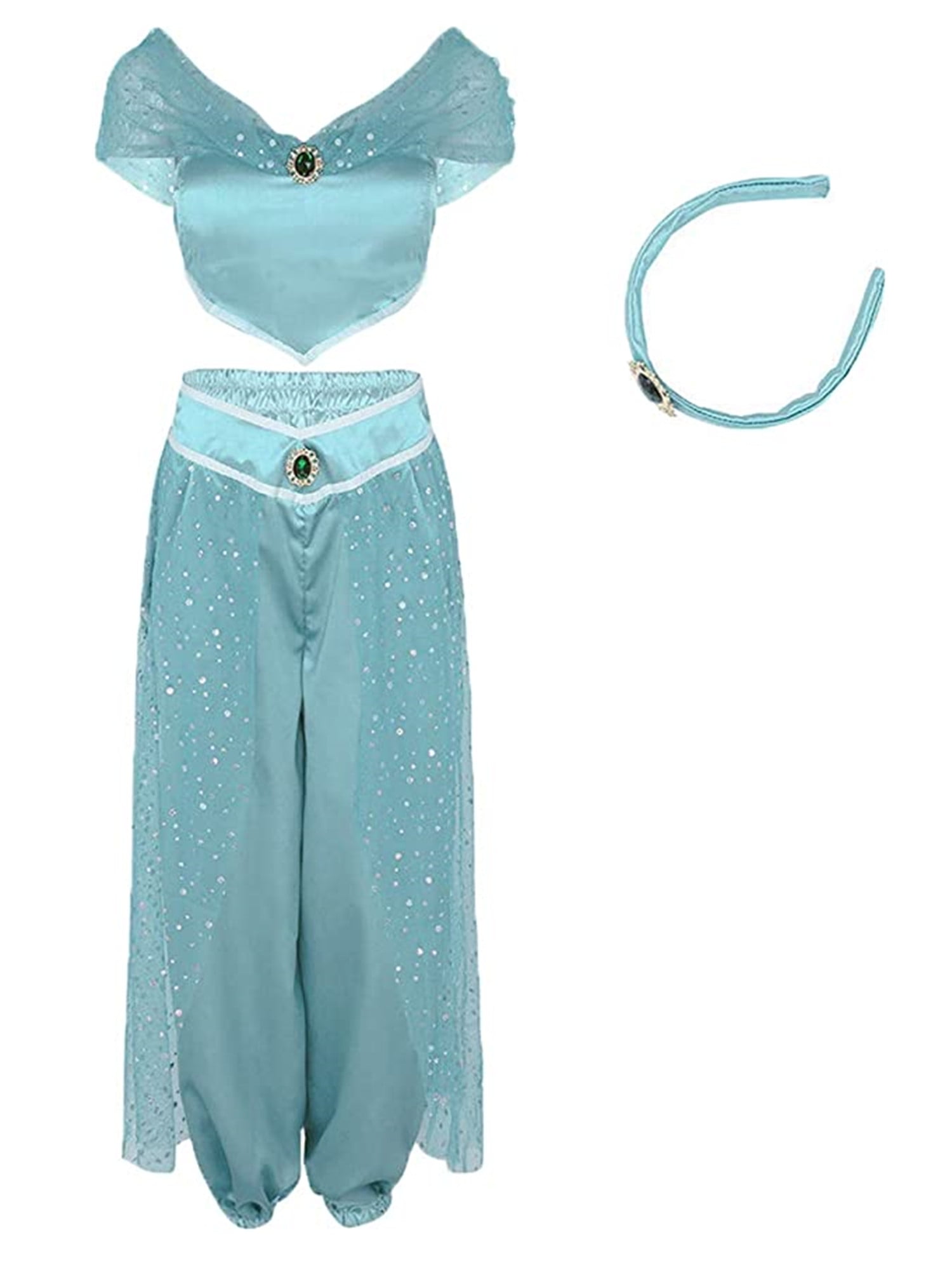 Women's New Aladdin Jasmine Princess Belly dance Halloween Costume 5 Pcs  Set | eBay