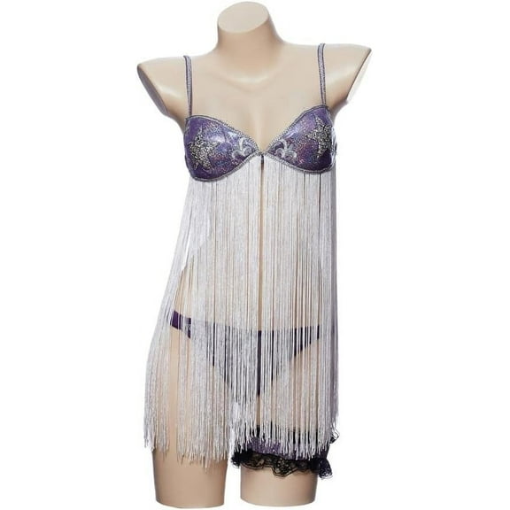 Women Alice Ayres Fringed Bikini Set Retro Showgirl Style Outfit with Dramatic Details