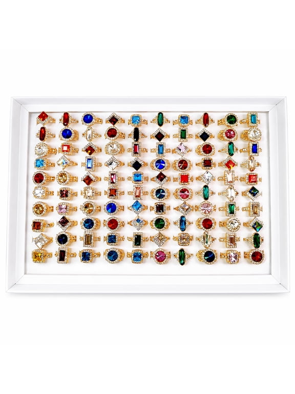Women Alloy Stackable Rings Set, Multi Pack Mixed Rhinestone & Colorful Glass Knuckle Midi Finger Rings Trendy Boho Statement Band Jewelry for Daily Party Gift