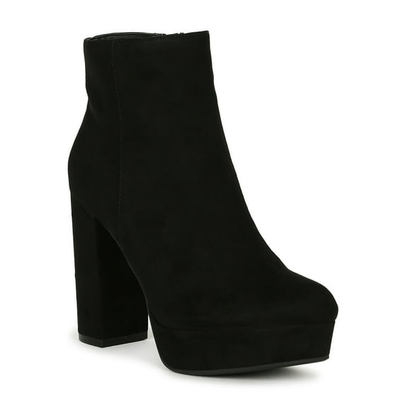 Women Almond Toe Chunky Heel Platform Ankle Boot 19661