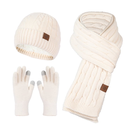Women Alpaca Wool Knit Three Piece Set - New Hat Scarf Gloves Combo, Lightweight Warm Stocking Stuffers, Cross Border Hot Winter Gifts Christmas Gifts for