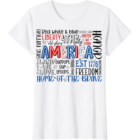 Women America Dalmatian Dots 4th of July Independence Day T-Shirt