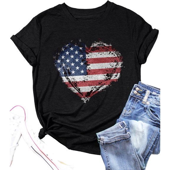 Women American Flag Shirts USA Flag Stars Stripes Graphic Blouse Patriotic Shirt 4th of July T Shirt Summer Tops Tee