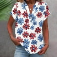 thumbnail image 1 of Women American Flag Shirts Womens Memorial Day Shirts Fourth of July Shirts Women Women Patriotic Tee Women Fashion Casual Printed Short Sleeve Button Home V-Neck T-Shirt Blouses, 1 of 5