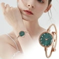 thumbnail image 1 of Women Analog Quartz Watch Rose Gold with Green Face, Minimalist Design, Household Stones, By Kingtowag, 1 of 8