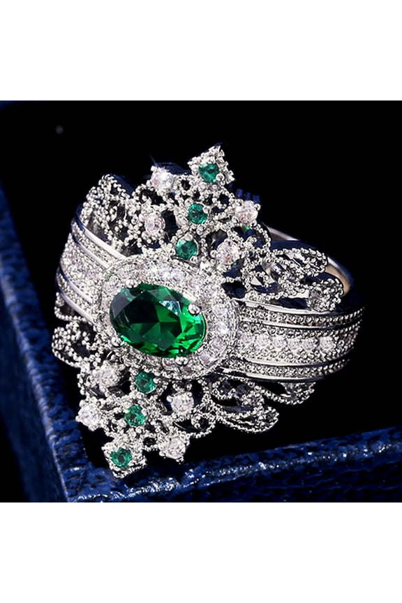 Women Ancient Egypt Luxury Crown Shaped Cocktail Party Rings