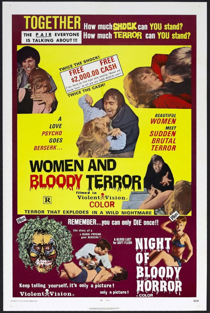 Women And Bloody Terror 1970 Night Of Bloody Horror 1969 Us Poster Canvas Art -  (24 x 36)