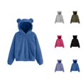 thumbnail image 1 of Women And Men And Bear Ears Hooded Sweatshirt Warm Pullover With Cozy Hood For Adults Men Cotton Fleece Hooded Sweatshirt, 1 of 6