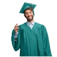 thumbnail image 1 of Women And Men Graduation Gown Set College And High School Long Sleeve V Neck Zipper Solid Color Robe With Cap Tassel,Green,45, 1 of 7