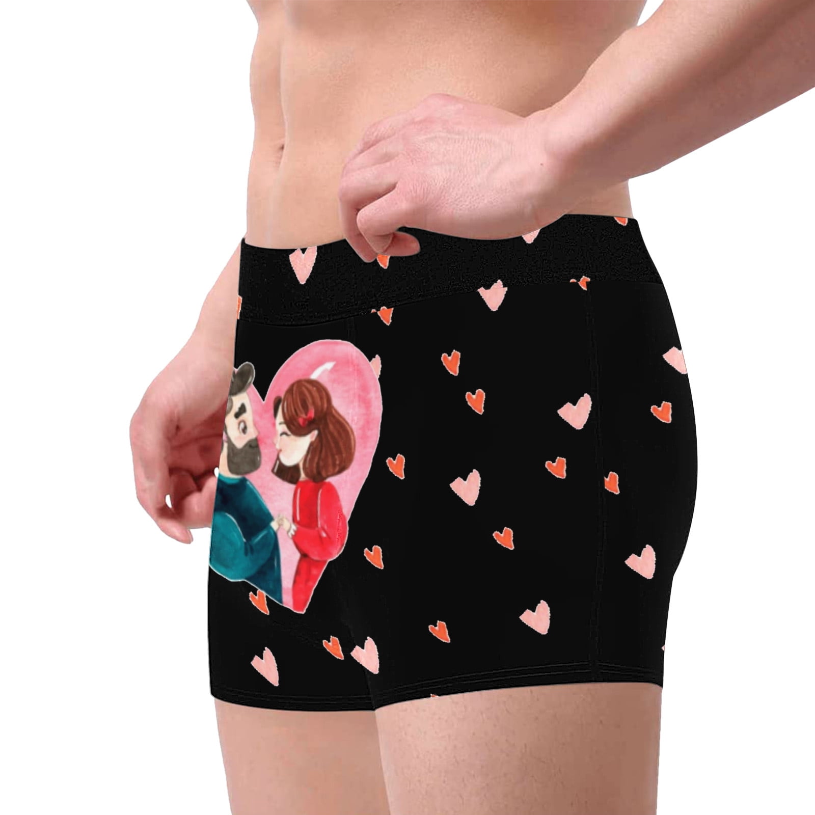 Women And Men Valentine's Day Printing Plus Size Boxer Underpants Mid