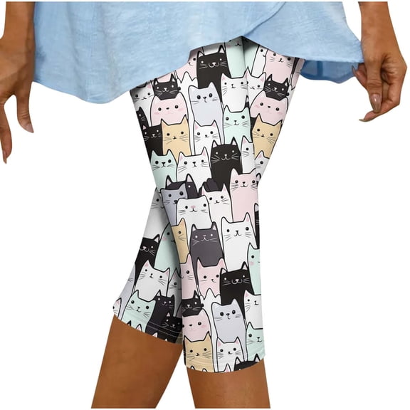 Women Animal Cat Print Capris Spring Summer 2026 Gym Yoga Workout Legging Casual Beach Cropped Pants