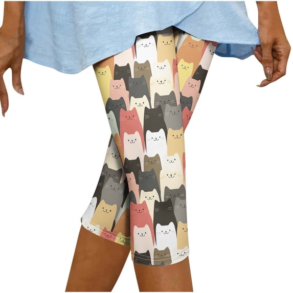 Women Animal Cat Print Capris Spring Summer 2026 Gym Yoga Workout Legging Casual Beach Cropped Pants