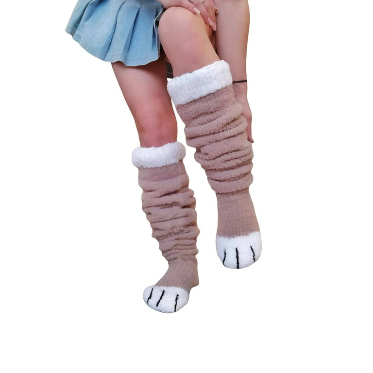 Women Animal Paws Thigh High Socks Extra Long Knit Warm Over the