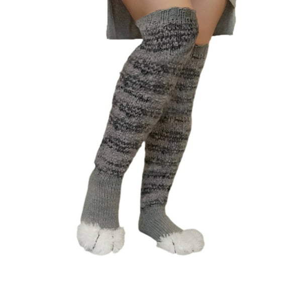 Women Animal Paws Thigh High Socks Extra Long Knit Warm Over the Knee Stocking Long Boot Socks Leg Warmers