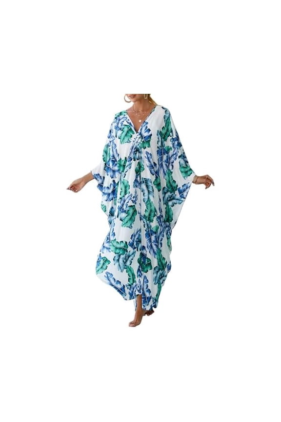 Women Animal Print Kaftan Dresses Plus Size Swimsuit Coverup 2025 Summer Bathing Suit Caftan Loungewear Beach Dress