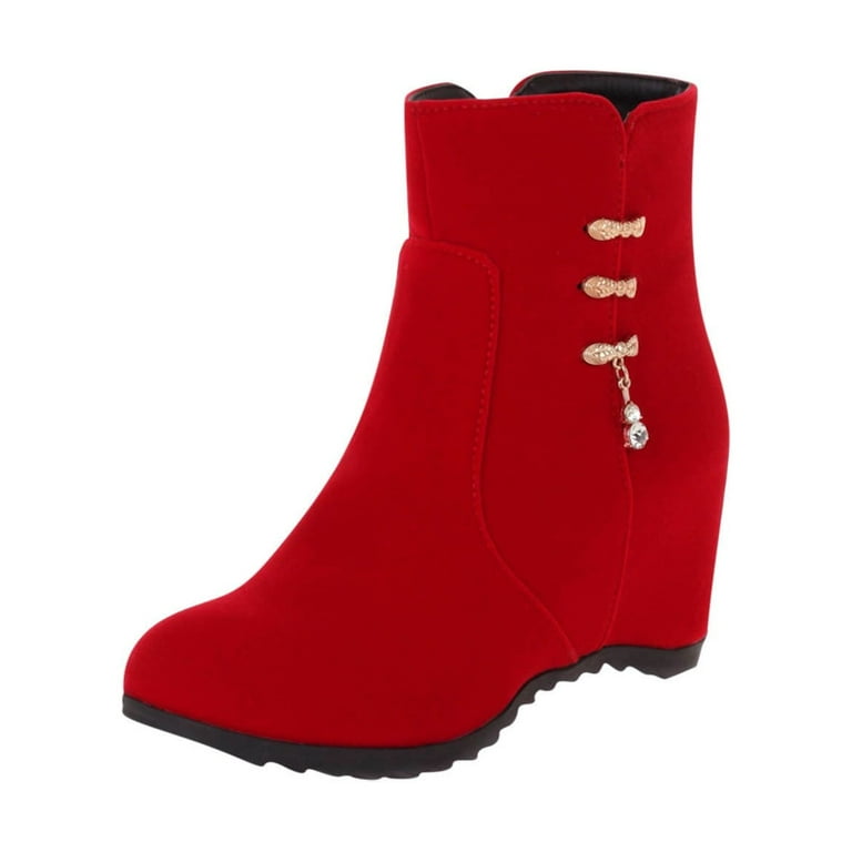 Women Ankle Boots Inside High Slope Heel Booties Autumn and Winter