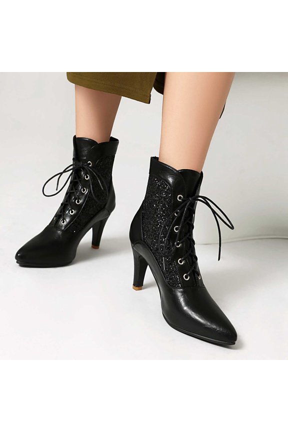 Women Ankle Boots Wedding Bridal Booties Vintage Costume Heel Boots