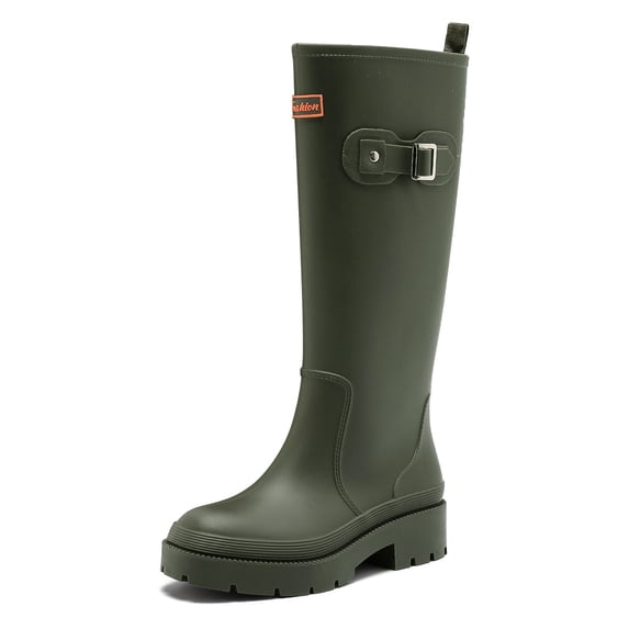 HSBDNZQ Rain Boots for Women, Waterproof Knee-High Rubber Boots Anti-Slip Garden Muck Boots Tall Water Shoes for Camping Fishing Farming Work Outdoor