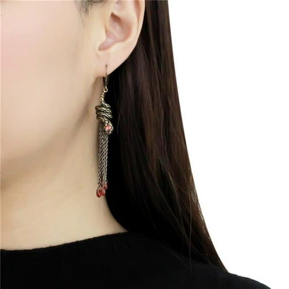 Women Antique Copper Brass Earrings with AAA Grade CZ in Garnet