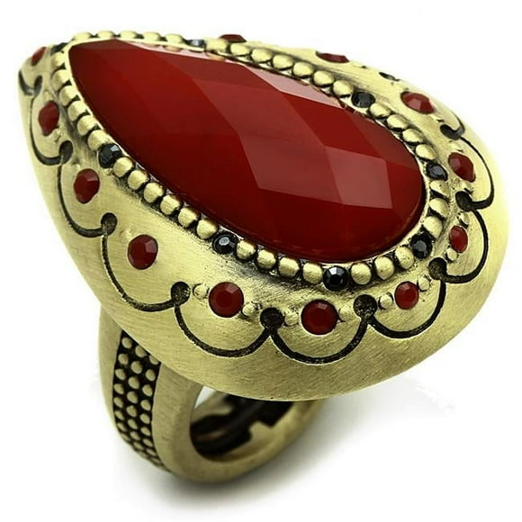 Women Antique Copper Brass Ring with Synthetic in Siam - Size 8