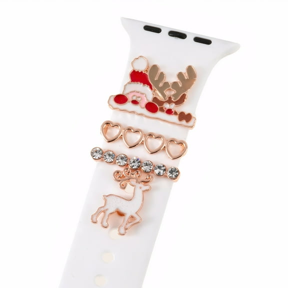 Women Apple Watch Band Charms Halloween Christmas For iphone iwatch Ultra 2 SE Series 9 8 7 6 5 4 3 (No Bands), Santa Claus /Rose Gold