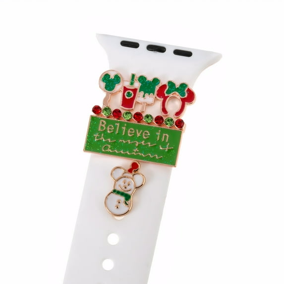 Women Apple Watch Band Charms Halloween Christmas For iphone iwatch Ultra 2 SE Series 9 8 7 6 5 4 3 (No Bands), Snowman /Rose Gold