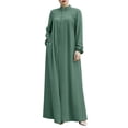 thumbnail image 1 of Women Arabic Style Stand Up Collar Zipper Cardigan Loose Robe Elegant Prayer Dress With Pockets, 1 of 2