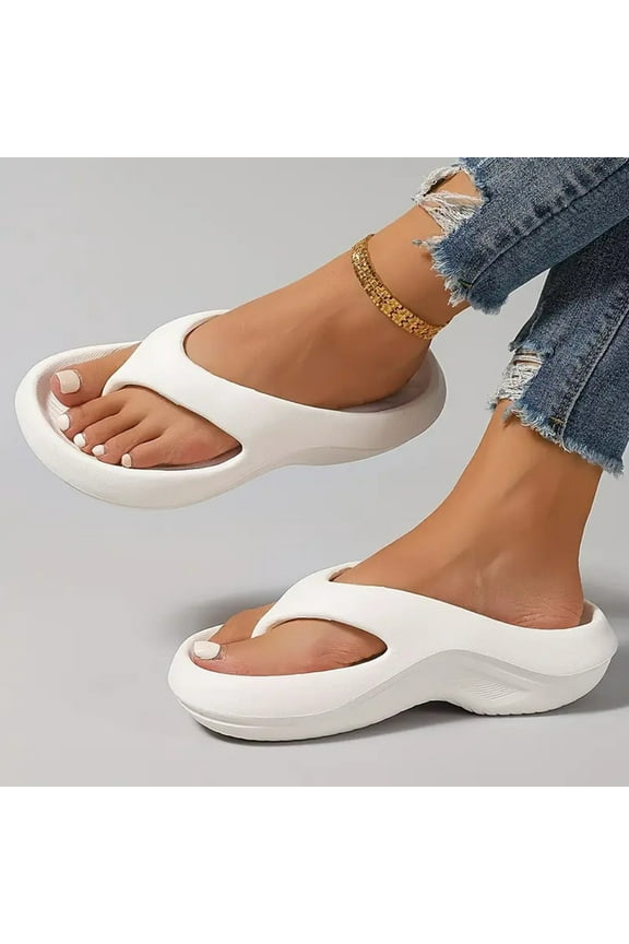 Women Arch Support Walking Sandals Platform Recovery Flipflops Pillow Soft Summer Beach Shoes Wide Width Flip Flops