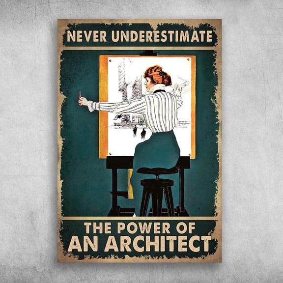 Women Architect - Never Underestimate, The Power Of An Architect 11 x 17 Inch Poster