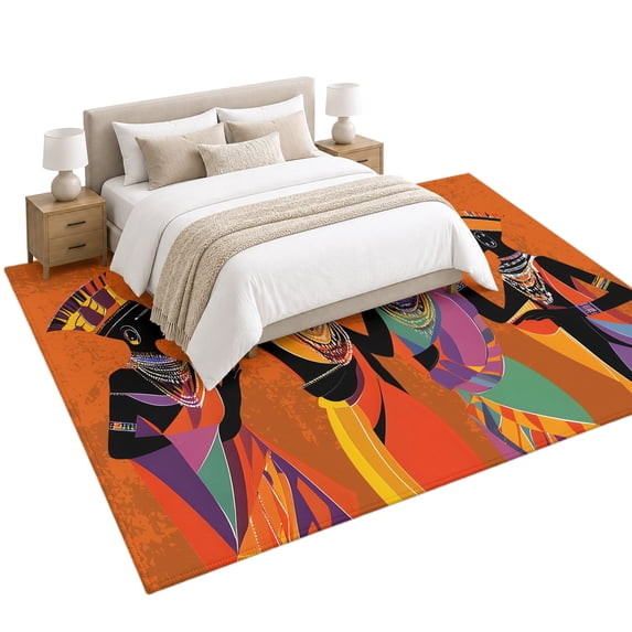 Women Area Rug 6'x9', Tribe Style Soft Mat Non-Slip Silicone Backing ...