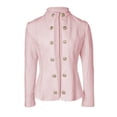 thumbnail image 1 of Women Argyle Cable Cardigan Light-Weight Cropped Coat Stand Collar Long Sleeve Metal Button Fall Jackets Pink XL, 1 of 7