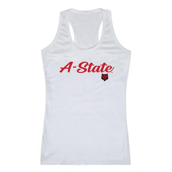 Women Arkansas State Red Wolves Script Tank T-Shirt, White - Medium