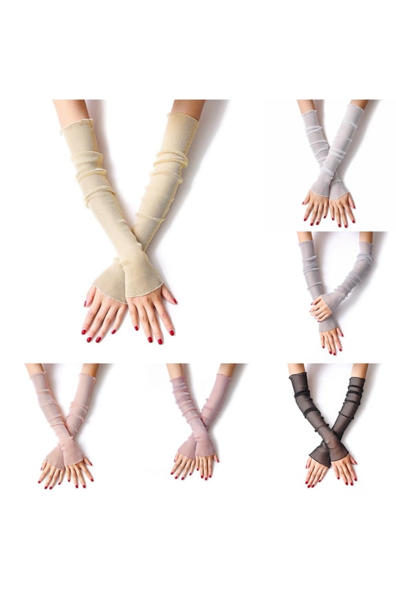 Women Arm Sleeves Uv Protection Arm Sleeves Light Thin Lace Mesh Ruched Ruffle Arm Sleeve
