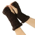 thumbnail image 1 of Women Arm Warmers Winter Knitted Wrist Warmers Fluffy Lined Fingerless Mitten Gloves for Women Girls Cold Weather Coffee, 1 of 2