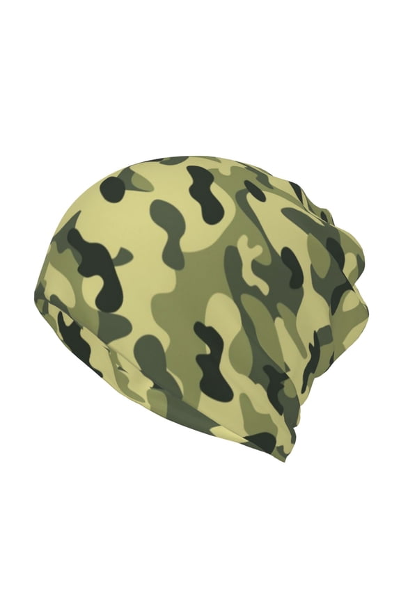Women Army Camouflage Pattern Slouchy Beanie Hat Stretch Turban Hats Headwear Caps Baggy Skull Sleep Scarf
