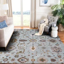 Women Arts Juno Light Blue Handcrafted Woolen Rug 2.6x8