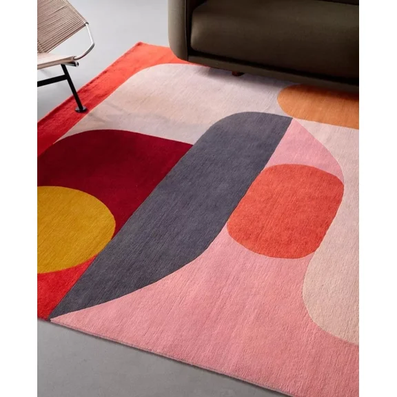 Women Arts Modern Abstract PinkArea Rug Handcrafted Traditional Design Rug 8' X 10