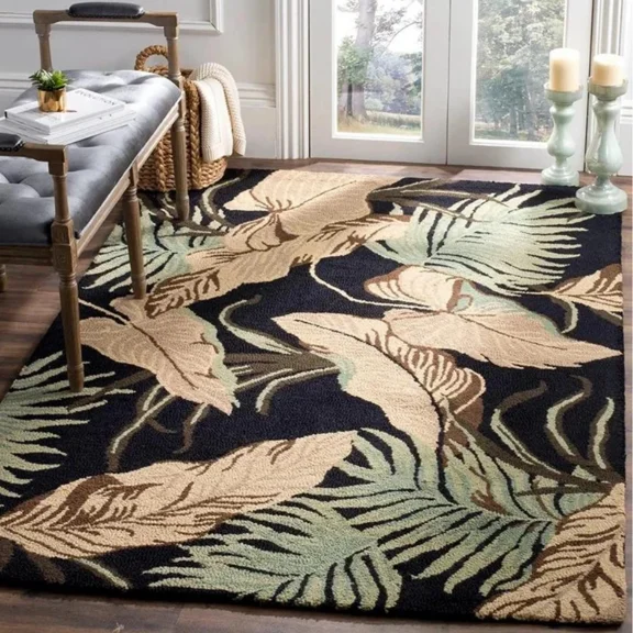 Women Arts Tropical Leaves Rug Oriental Floral Handcrafted Wool Ideal for Living Room and Bedroom 2.6x9
