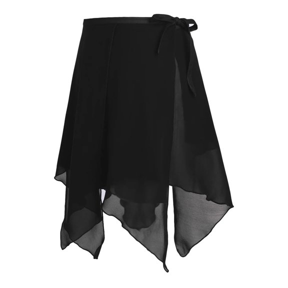 Women Asymmetric Ballet Dance Skirts Chiffon Ballet Wrap Skirt Dance Skate Wrap Over Scarf With Waist Tie Adult Gymnastic Skirt