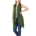thumbnail image 1 of Women Asymmetrical Draped Open Front Sleeveless Jersey Vest Cardigan, 1 of 4