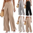 thumbnail image 1 of Women Asymmetrical Dressy Pant High Waisted Plain Loose Fit Wide Leg Pants Business Casual Work Trousers Suit Trousers Solid Color Loose Womens Pants 2026 Beige L, 1 of 5