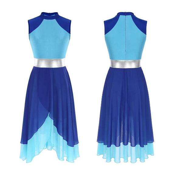 Women Asymmetrical Hem Ballet Dance Tutu Dress Gymnastics Leotard Modern Ballroom