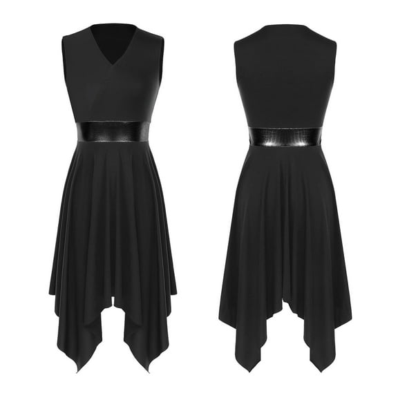 Women Asymmetrical Hem Ballet Dance Tutu Dress Gymnastics Leotard Modern Ballroom