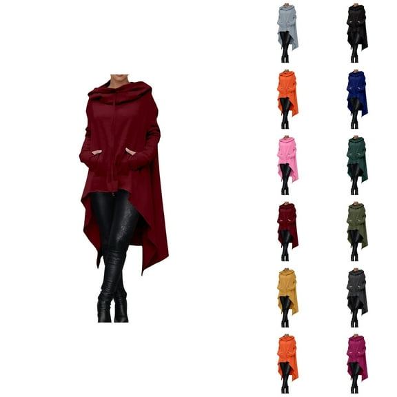 Women Asymmetrical Hem Hoodie Casual Irregular Hooded Sweatshirt Ladies Long Tunic Hoodies Pullover Tops