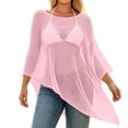 thumbnail image 1 of Women Asymmetrical Off Shoulder Beach Cover Up Wrap Sun Shawl,Pink,One Size, 1 of 5