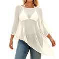 thumbnail image 1 of Women Asymmetrical Off Shoulder Beach Cover Up Wrap Sun Shawl,White,One Size, 1 of 2